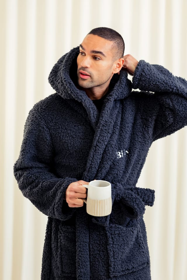 Lulabay Lulabay Men's Personalised Premium Dressing Gown in Black - 2