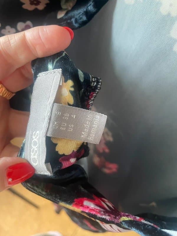 ASOS ASOS Navy Floral Velvet Bodycon Dress | UK 8 | Open Back Party