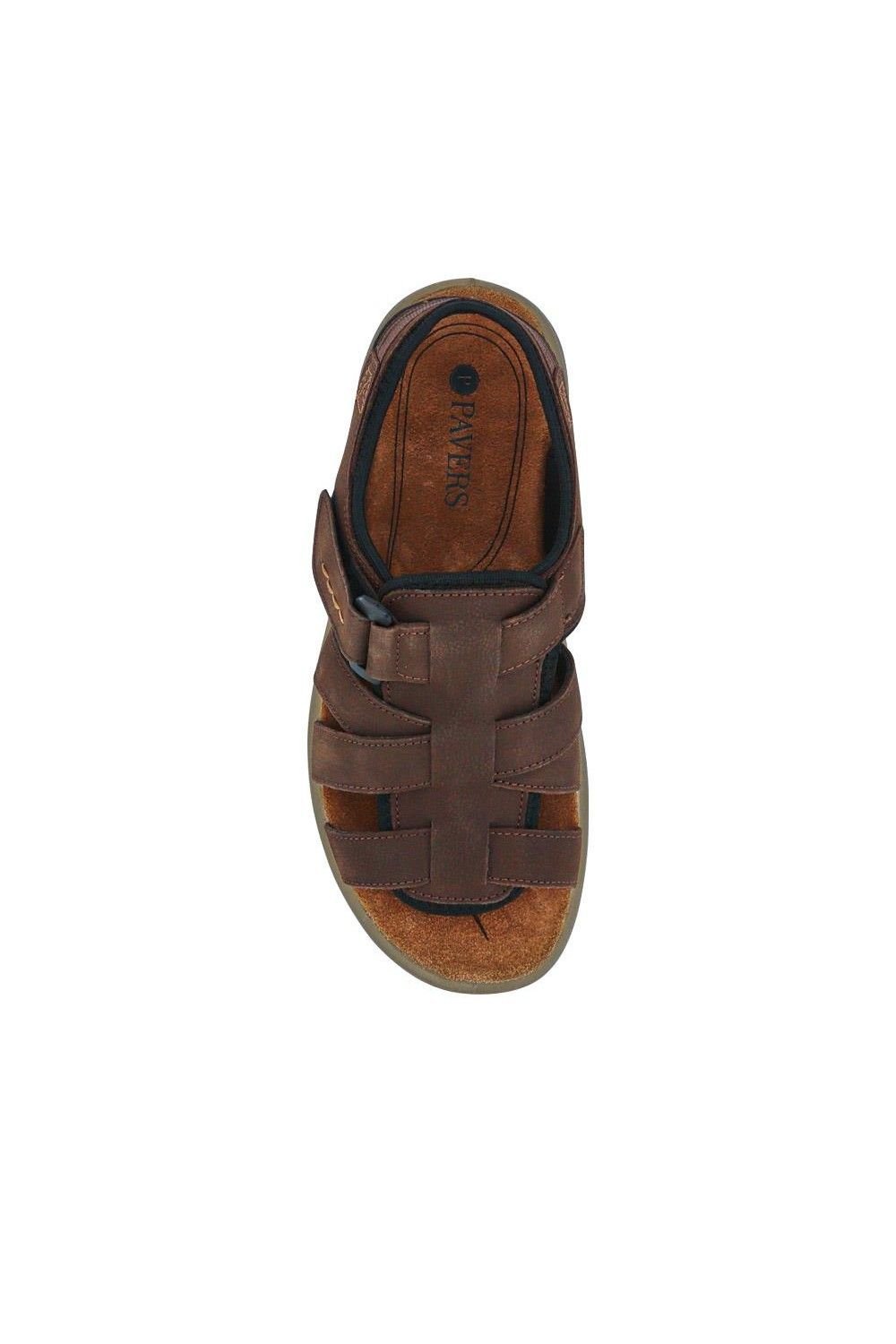 Pavers Pavers Men's Leather Touch-Fasten Sandals in Brown - 4