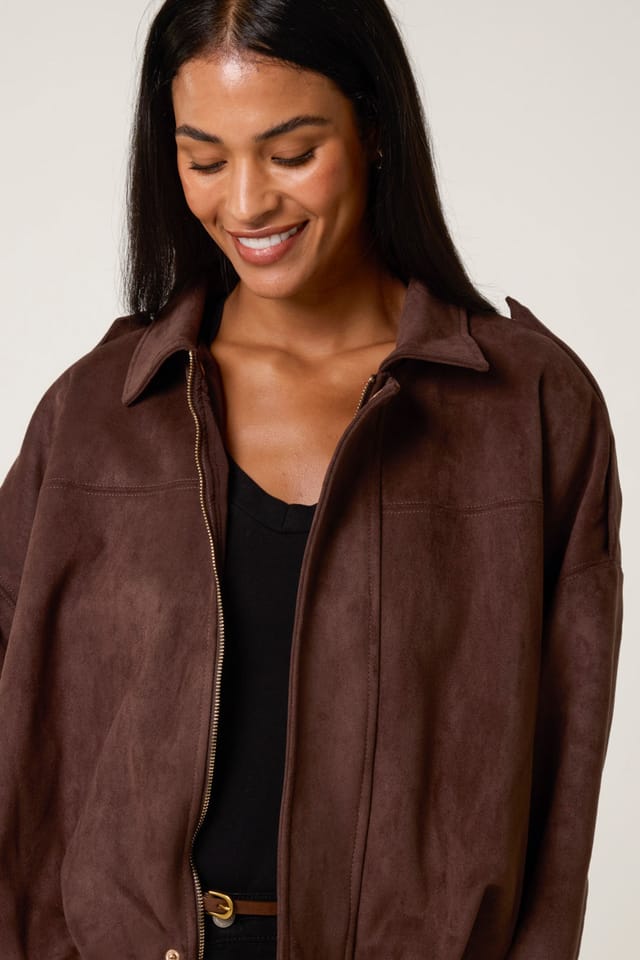 Blue Vanilla Blue Vanilla Women's Brown Suedette Puffball Jacket - 2