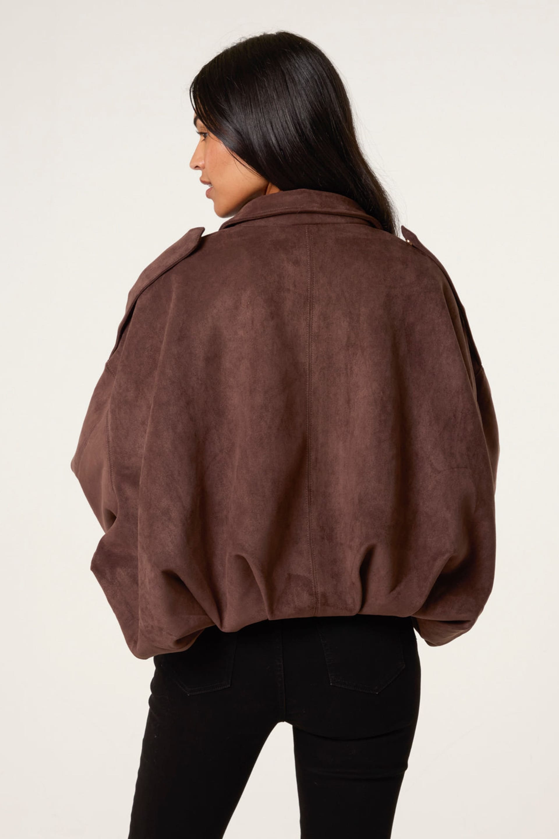 Blue Vanilla Blue Vanilla Women's Brown Suedette Puffball Jacket - 4