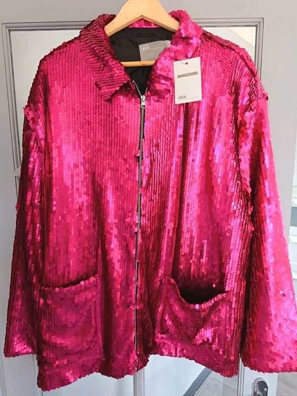 ASOS Asos Pink Sequin Jacket UK 22 Festival Glam Abba