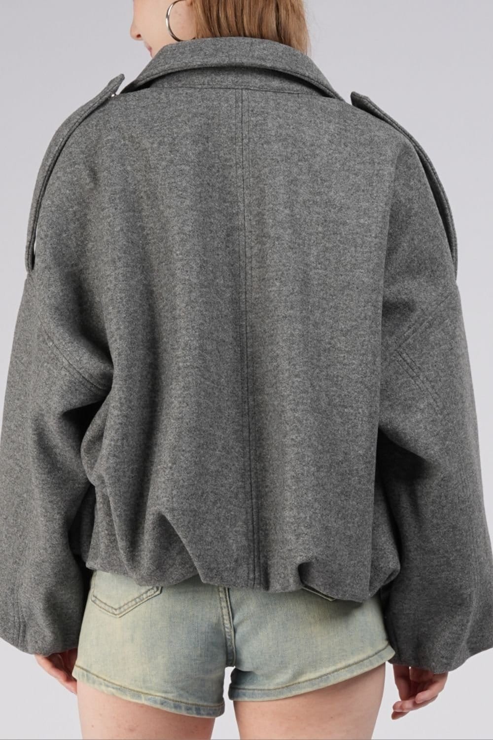 OUTTA BOX OUTTA BOX Women's Women's Casual Wool-Feel Aviator Jacket in Grey - 4