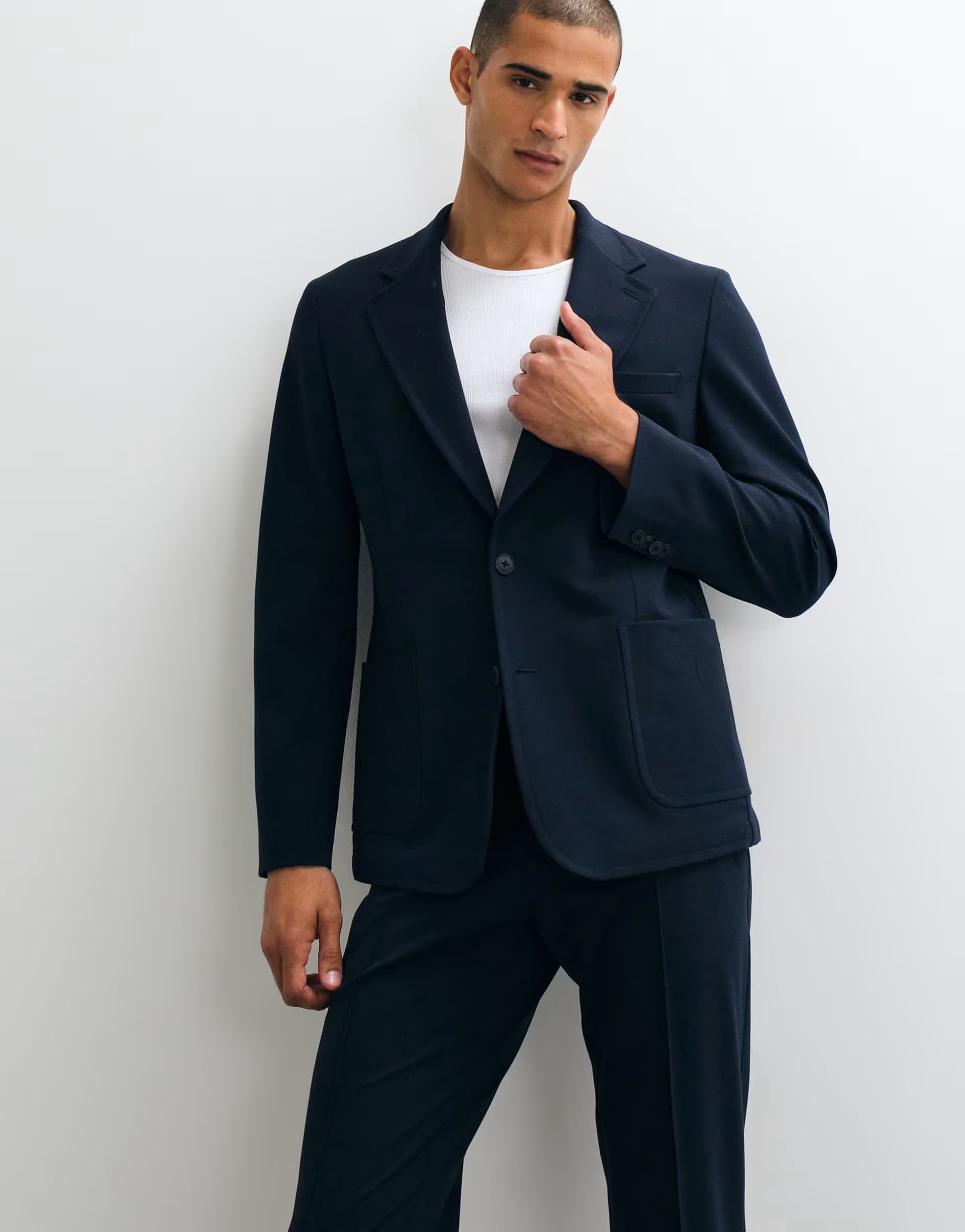 ASOS ASOS DESIGN stretch crease resistant slim suit jacket in navy