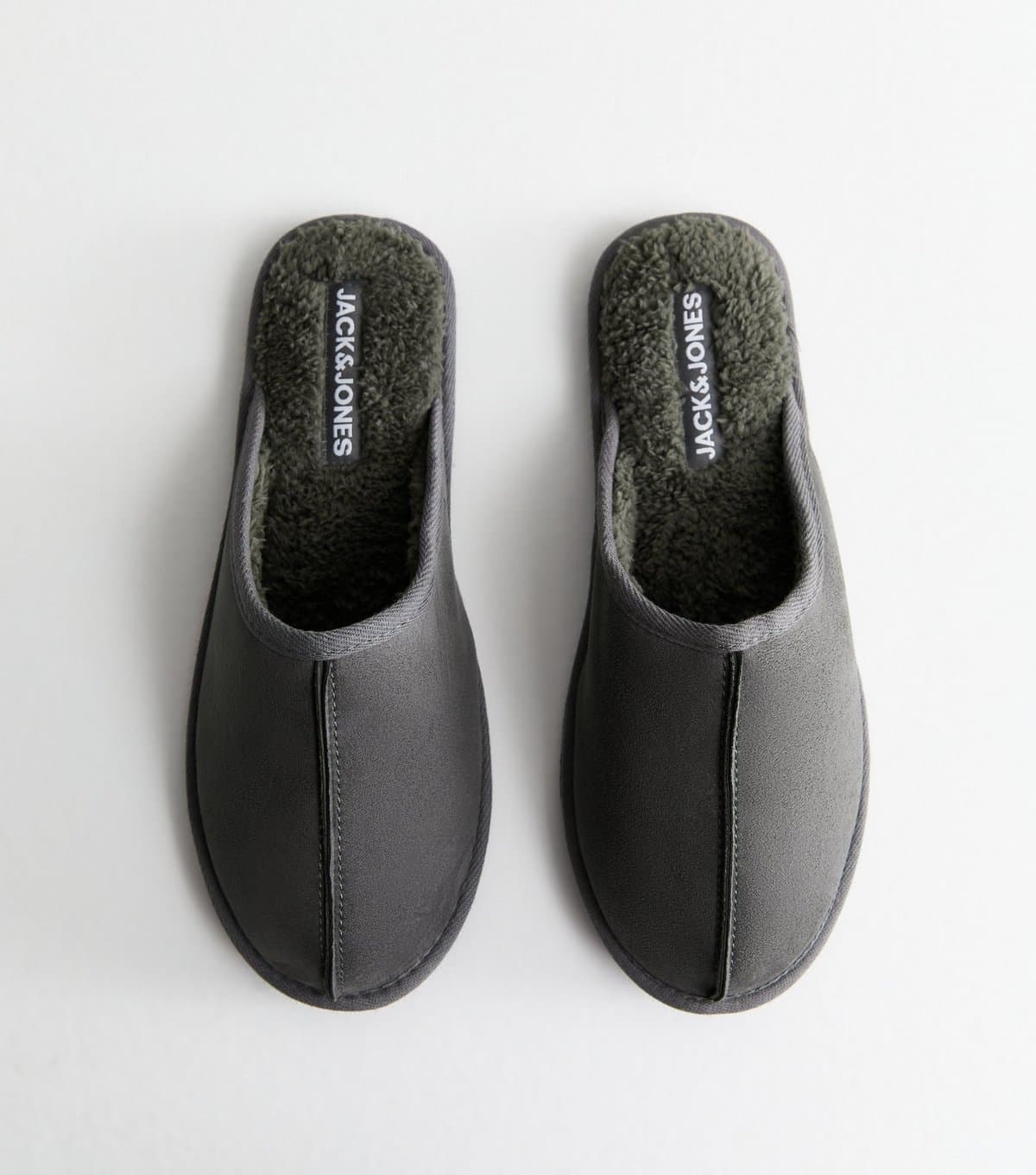 jack & jones Men's Dark Grey Faux Suede Slippers Jack & Jones New Look