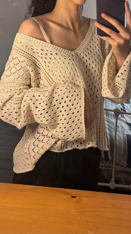 ASOS Crochet off shoulder Knitted beige top - 1