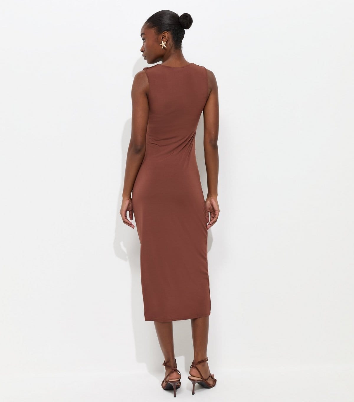New Look Women's Dark Brown Starfish Charm Racerback Midi Dress New Look - 4