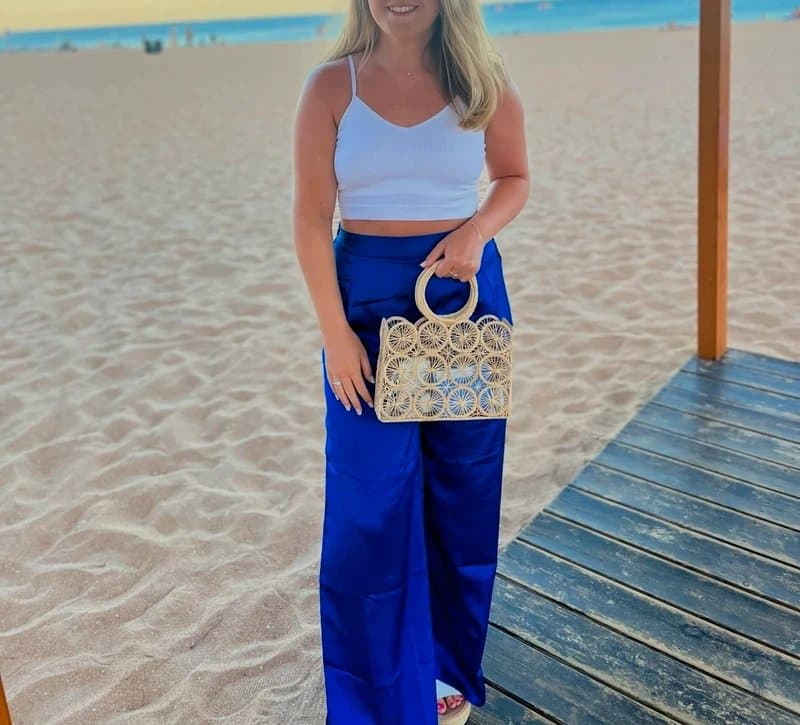 New Look New Look Blue Wide Leg Silk Trousers