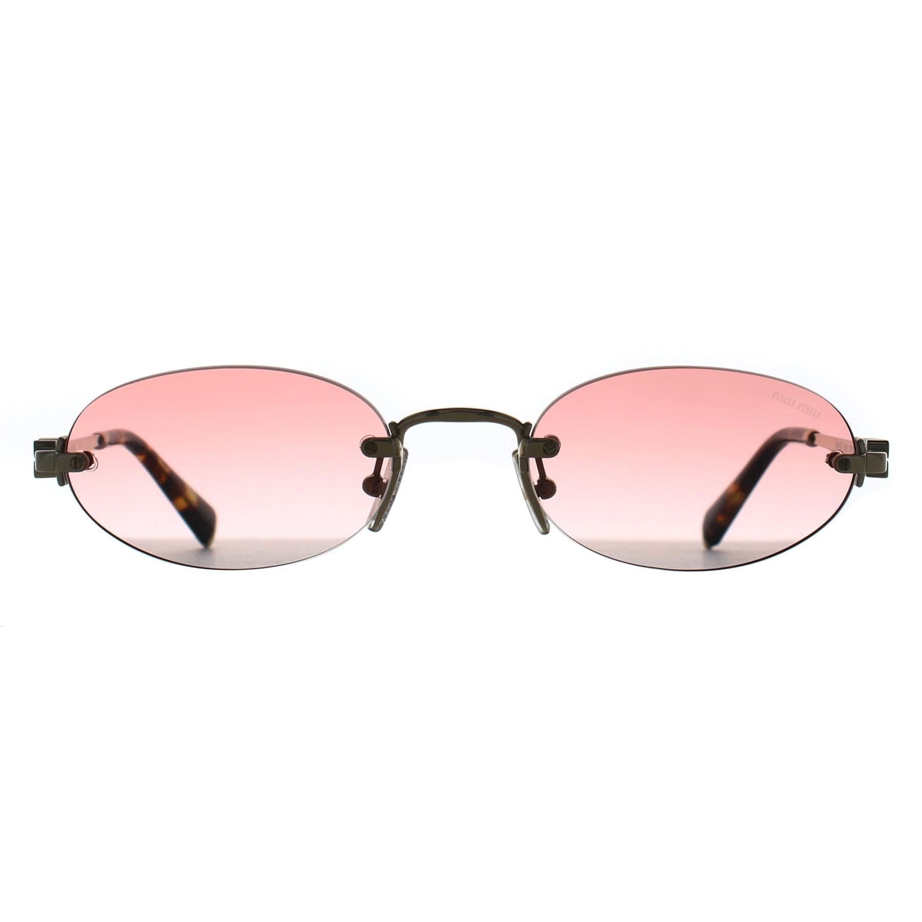 Miu Miu Miu Miu Women's Oval Pale Gold Clear Gradient Pink MUA54S