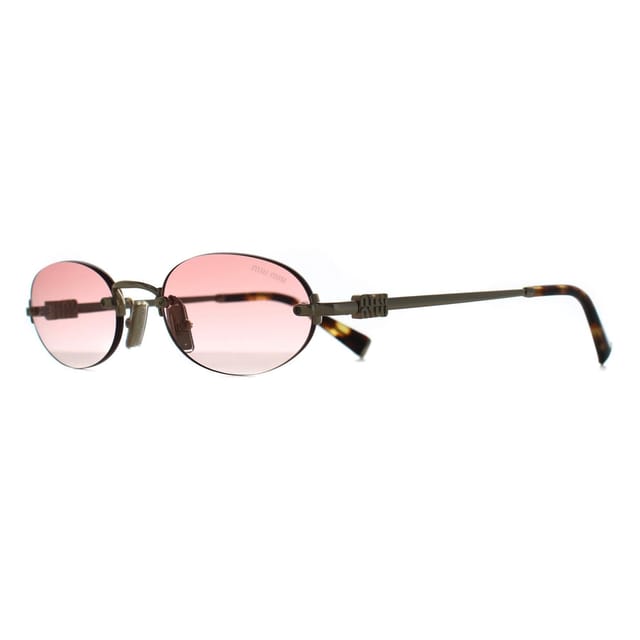 Miu Miu Miu Miu Women's Oval Pale Gold Clear Gradient Pink MUA54S - 2
