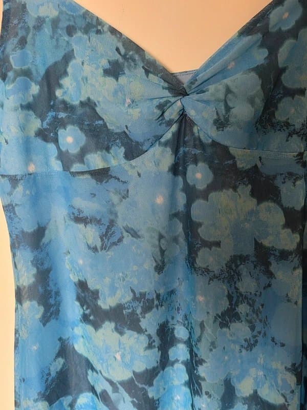 Topshop Topshop Blue Floral Y2K-Inspired Mini Dress – Size L