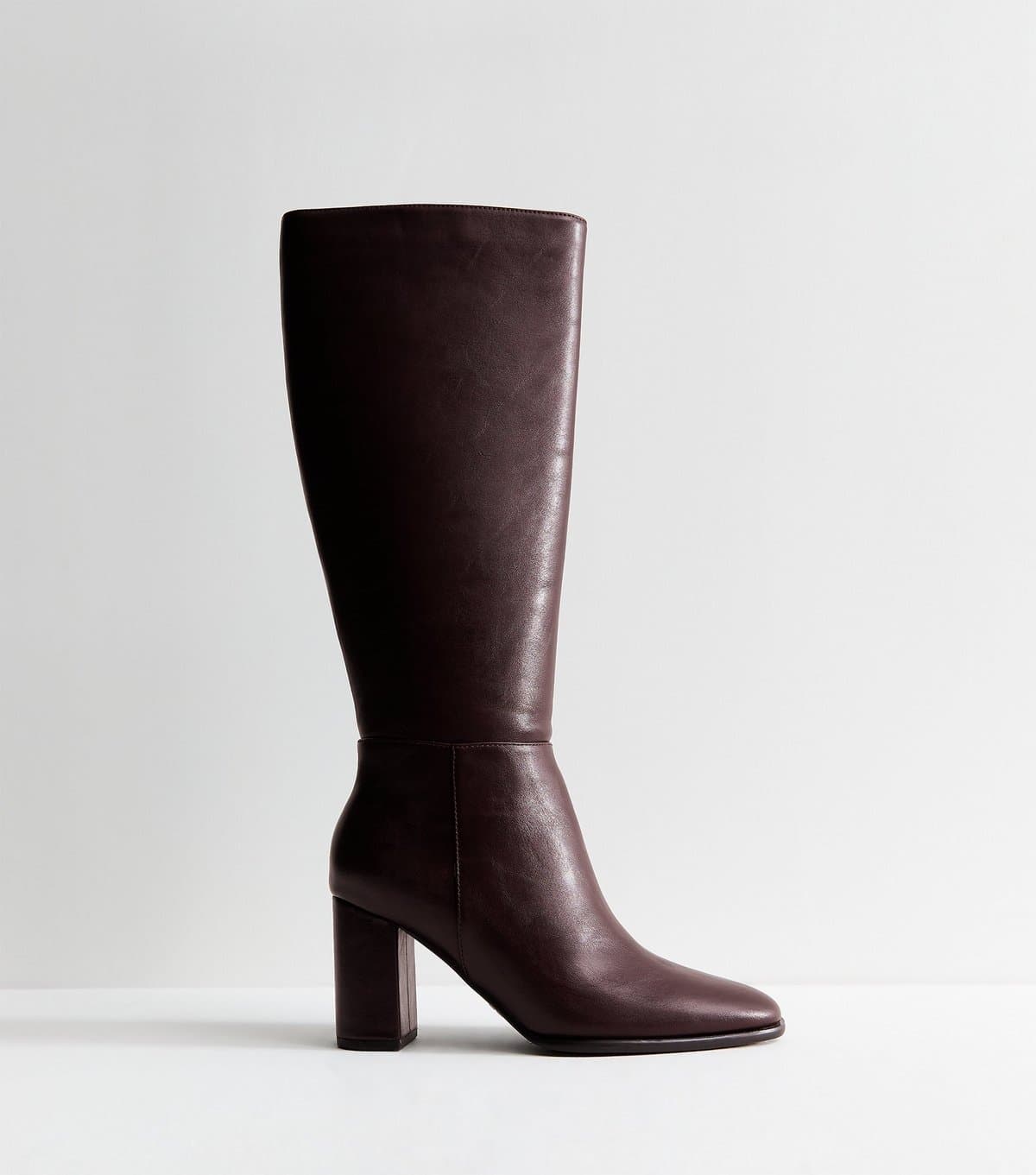 New Look Women's Dark Burgundy Faux Leather Tall Boots Vegan New Look