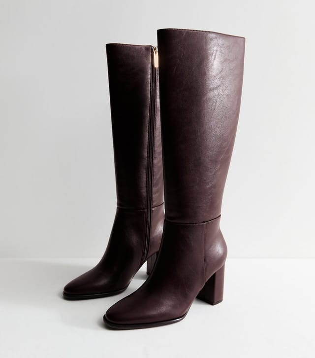 New Look Women's Dark Burgundy Faux Leather Tall Boots Vegan New Look - 3