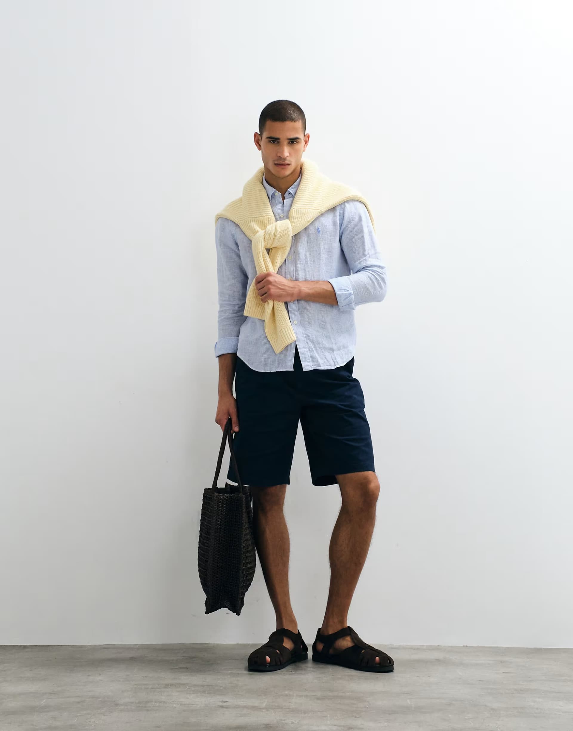 ASOS Polo Ralph Lauren custom fit long sleeve linen sport shirt in light blue