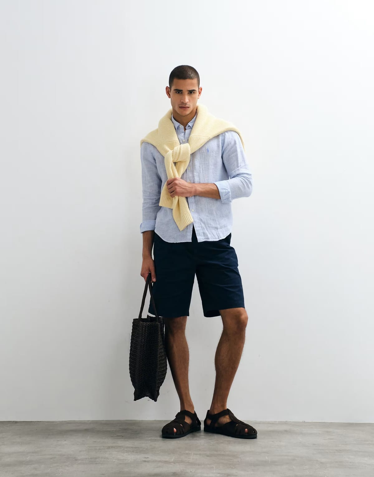 ASOS Polo Ralph Lauren custom fit long sleeve linen sport shirt in light blue - 1
