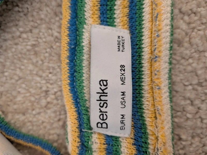Bershka Stripy Knitted Tie Back Top