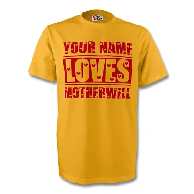 Motherwell Motherwell Men's Your Name Loves T-Shirt in Yellow - 2