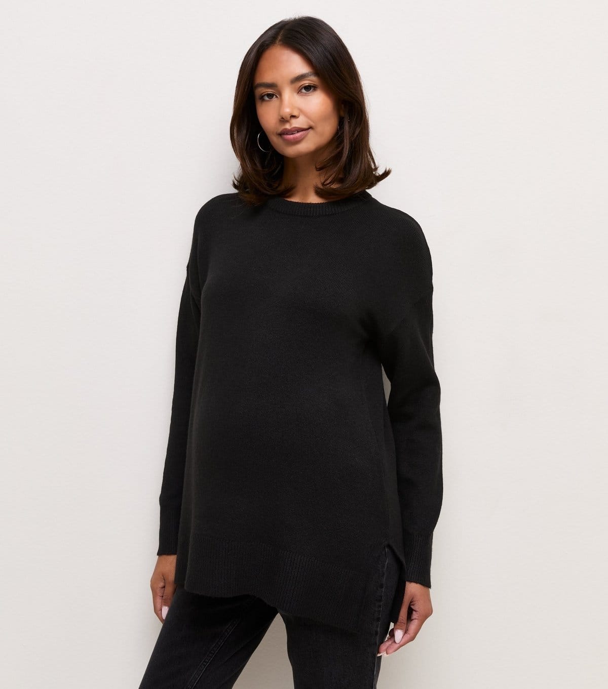 Women's Maternity Black Knitted Side Split Jumper New Look