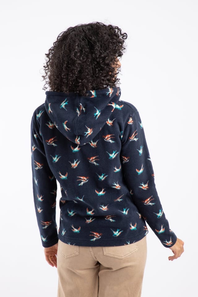 Weird Fish Weird Fish Women's Lana 1/4 Zip Microfleece Hoodie in Dark Blue - 3