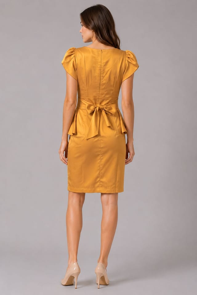 Cutie London Cutie London Women's Gold Satin Peplum Dress - 2