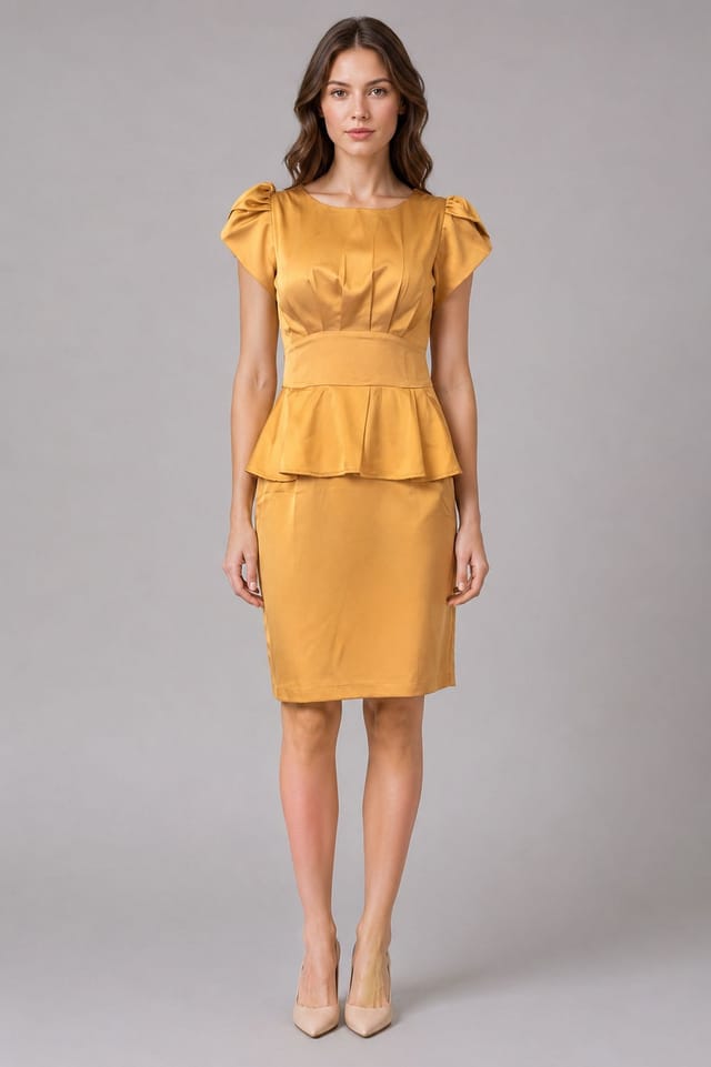Cutie London Cutie London Women's Gold Satin Peplum Dress - 3
