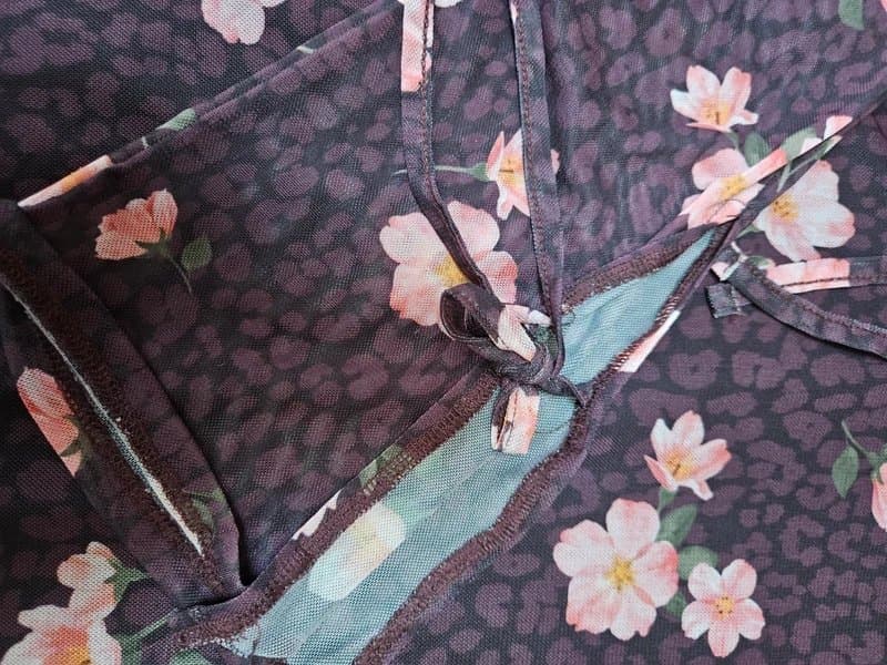 New Look Floral mesh long sleeve mini dress