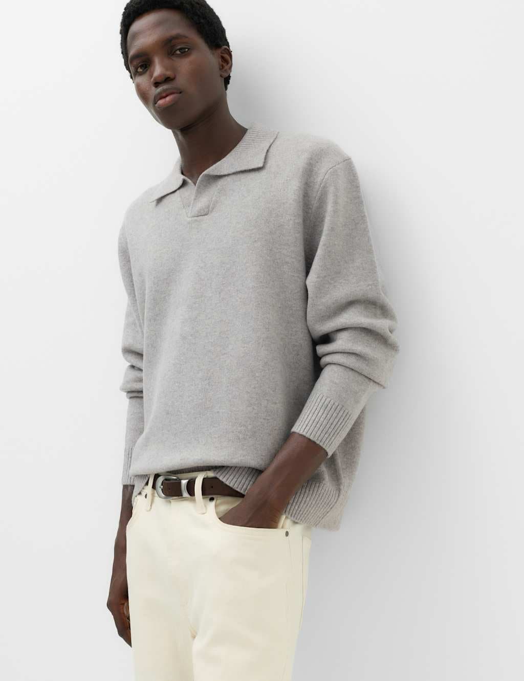 Marks & Spencer M&S Relaxed Open Neck Jumper Grey