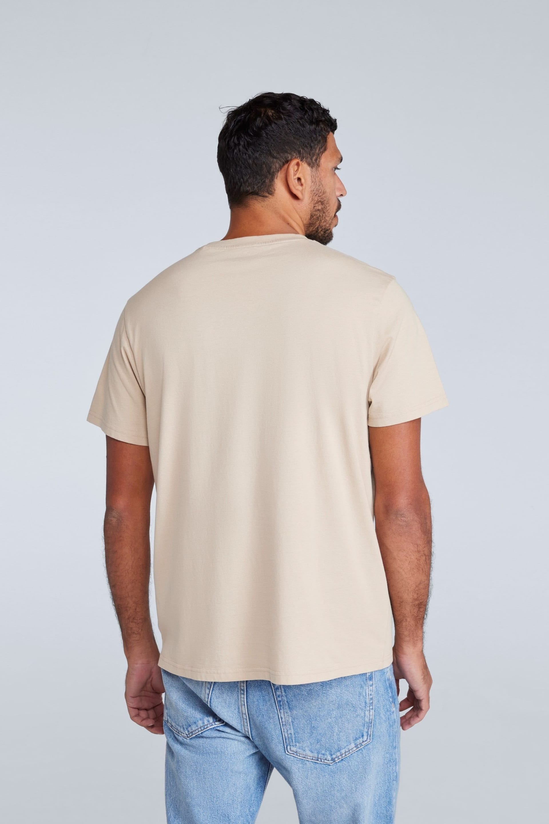 Animal Animal Men's 'Icon' Logo Print Lightweight Cotton Relaxed Fit Casual T-Shirt in Beige - 4