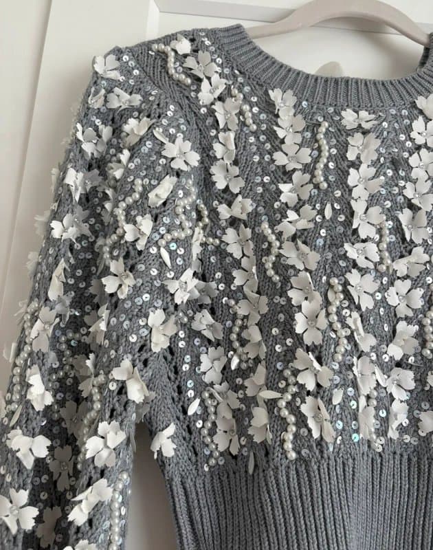 ASOS ASOS luxe embellished knitted jumper with organza bow back 8
