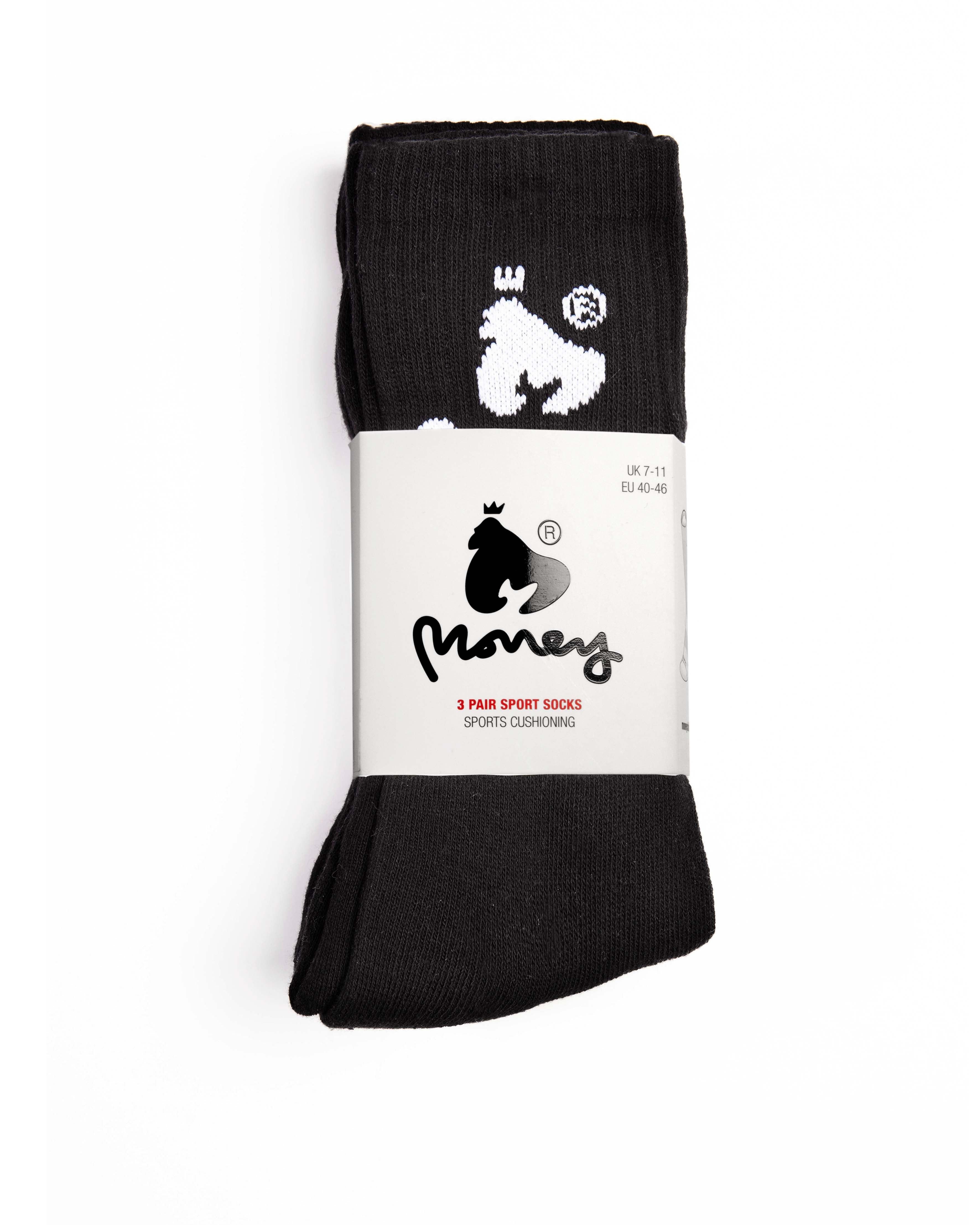Money Money Men's Sig Ape Sport Socks 3pk in Black - 2