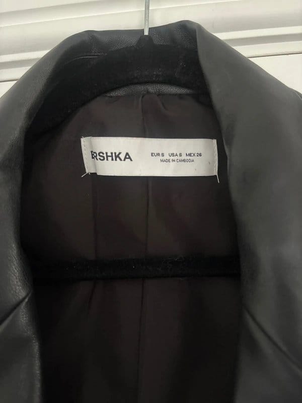 Bershka Black Faux Leather Blazer Jacket - Size S