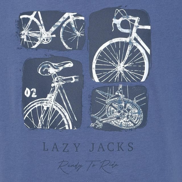 Lazy Jacks Lazy Jacks Men's Bicycle Cotton T-Shirt in Mid Blue - 2