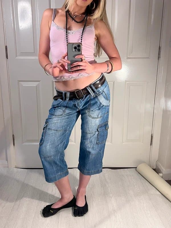 Vintage Dressing 90s denim cargo capris