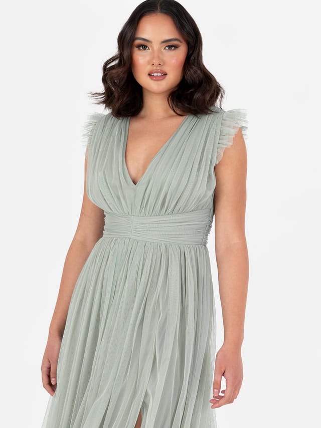 Anaya with Love Anaya with Love Women's Deep V-Neck Maxi Dress in Green - 2
