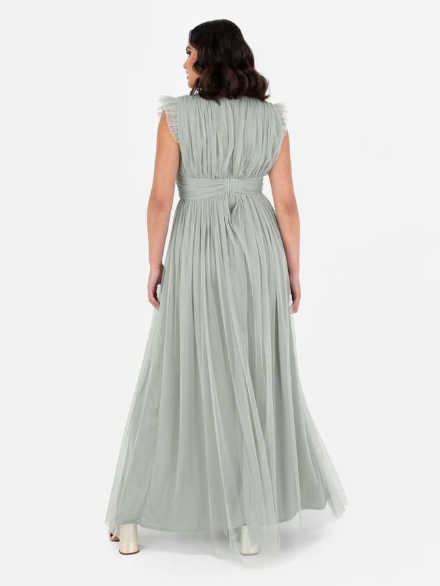 Anaya with Love Anaya with Love Women's Deep V-Neck Maxi Dress in Green - 3