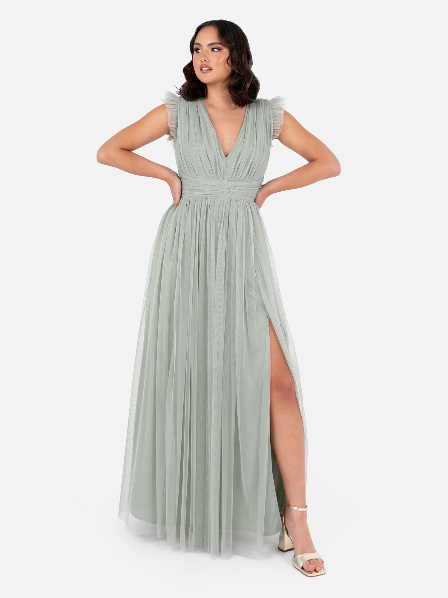 Anaya with Love Anaya with Love Women's Deep V-Neck Maxi Dress in Green - 4