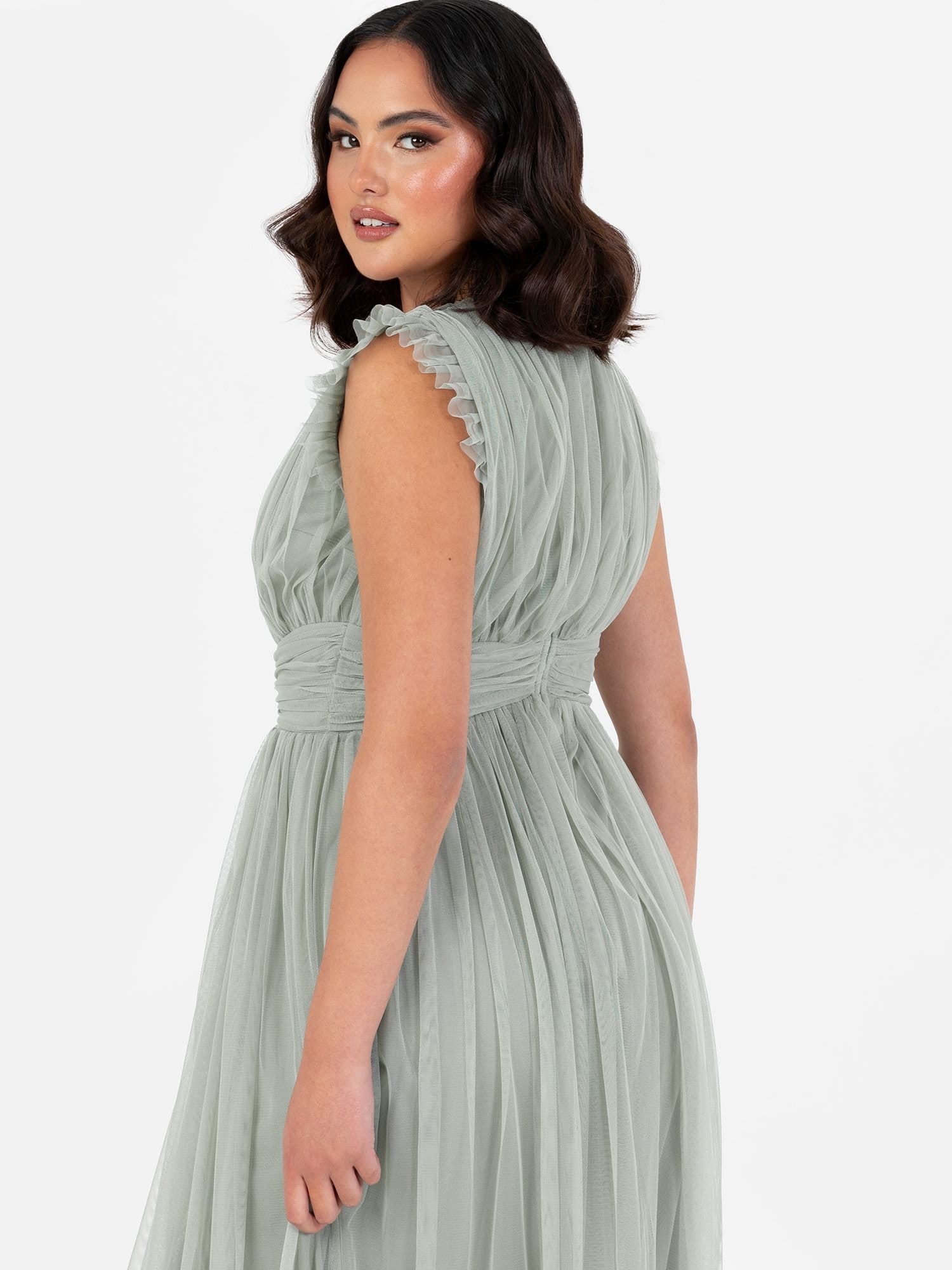 Anaya with Love Anaya with Love Women's Deep V-Neck Maxi Dress in Green - 4