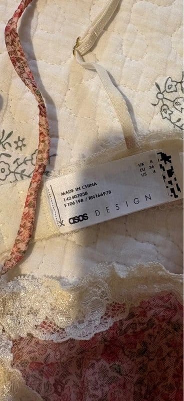 ASOS Design Rose & Cream Lace Mesh Triangle Bralette