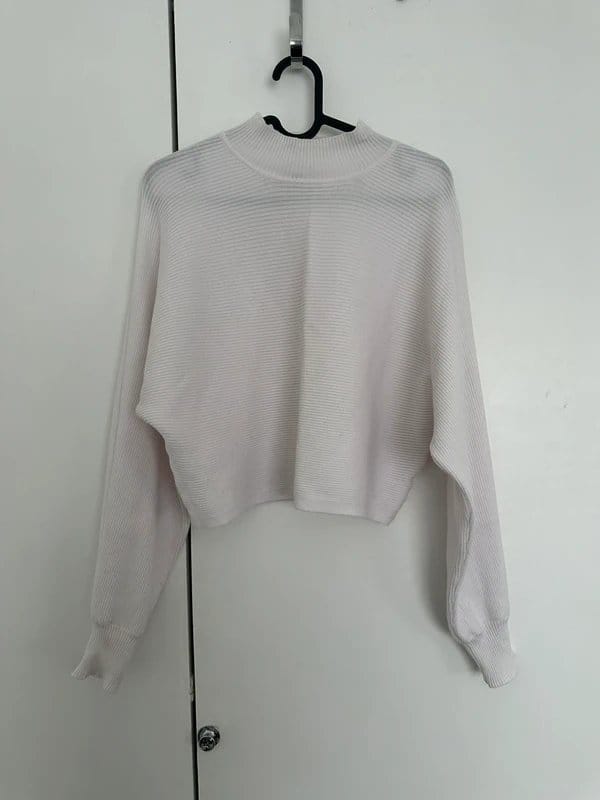 New Look White Ribbed Cropped Jumper