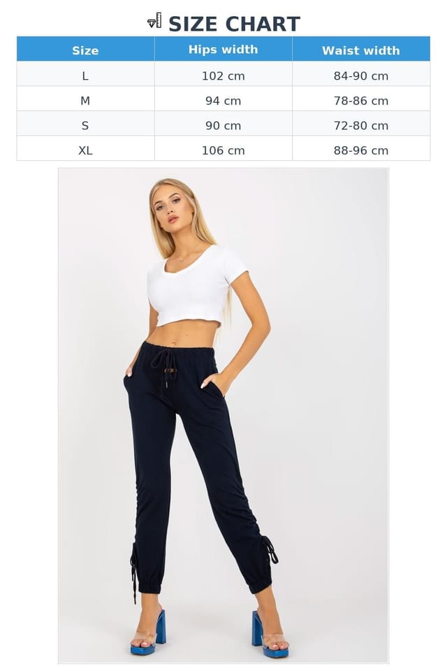 Love Lace Love Lace Women's High Rise Tie Waist Sweatpants With Welt Hems in Blue - 3