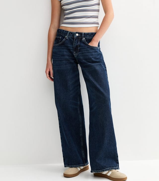 New Look Women's Blue Low Rise Baggy Wide Leg Jeans New Look - 2