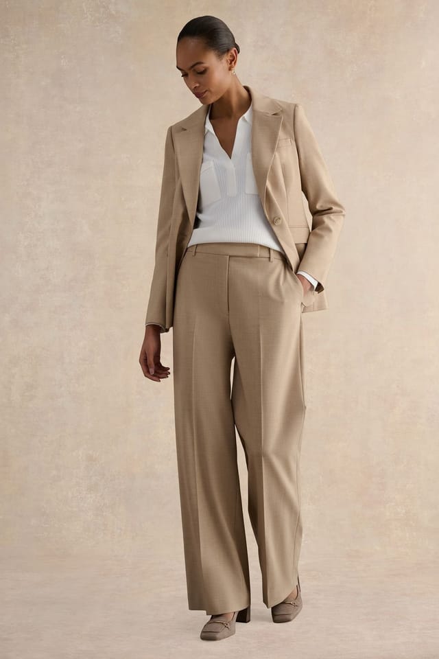 Hobbs London Hobbs London Women's Ashleen Wide Leg Trousers in Camel - 3