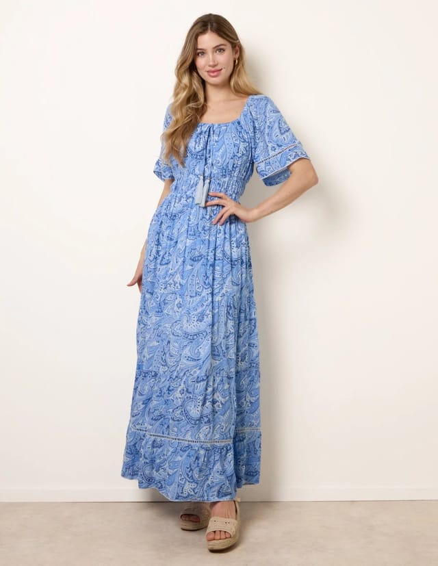 Blue Vanilla Ladder Trim Detailing Bardot Dress - 3