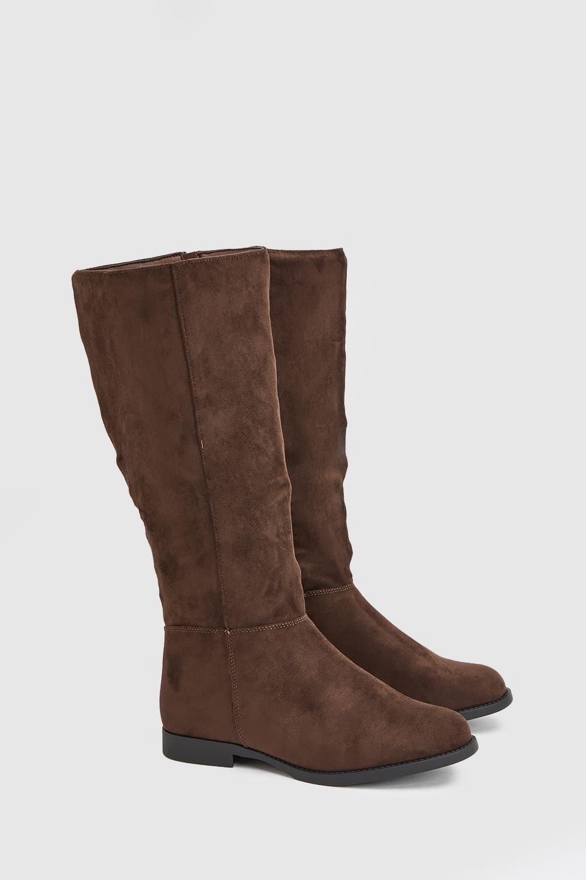 Dorothy Perkins Dorothy Perkins Women's Wide Fit Karla Knee High Flat Boots in Chocolate