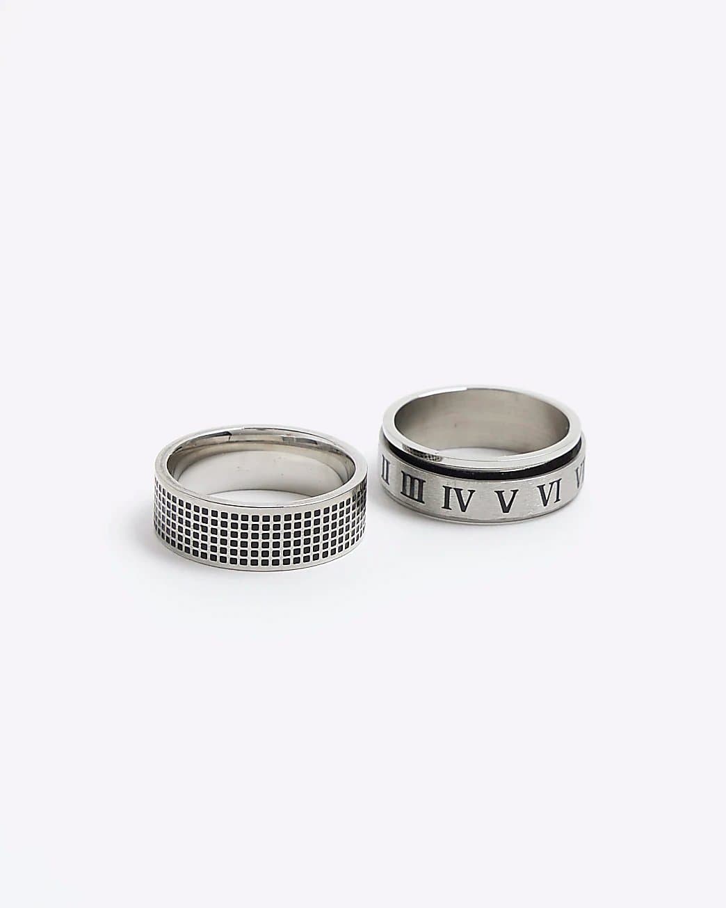 River Island Mens River Island Silver Stainless Steel Pack Of 2 Rings