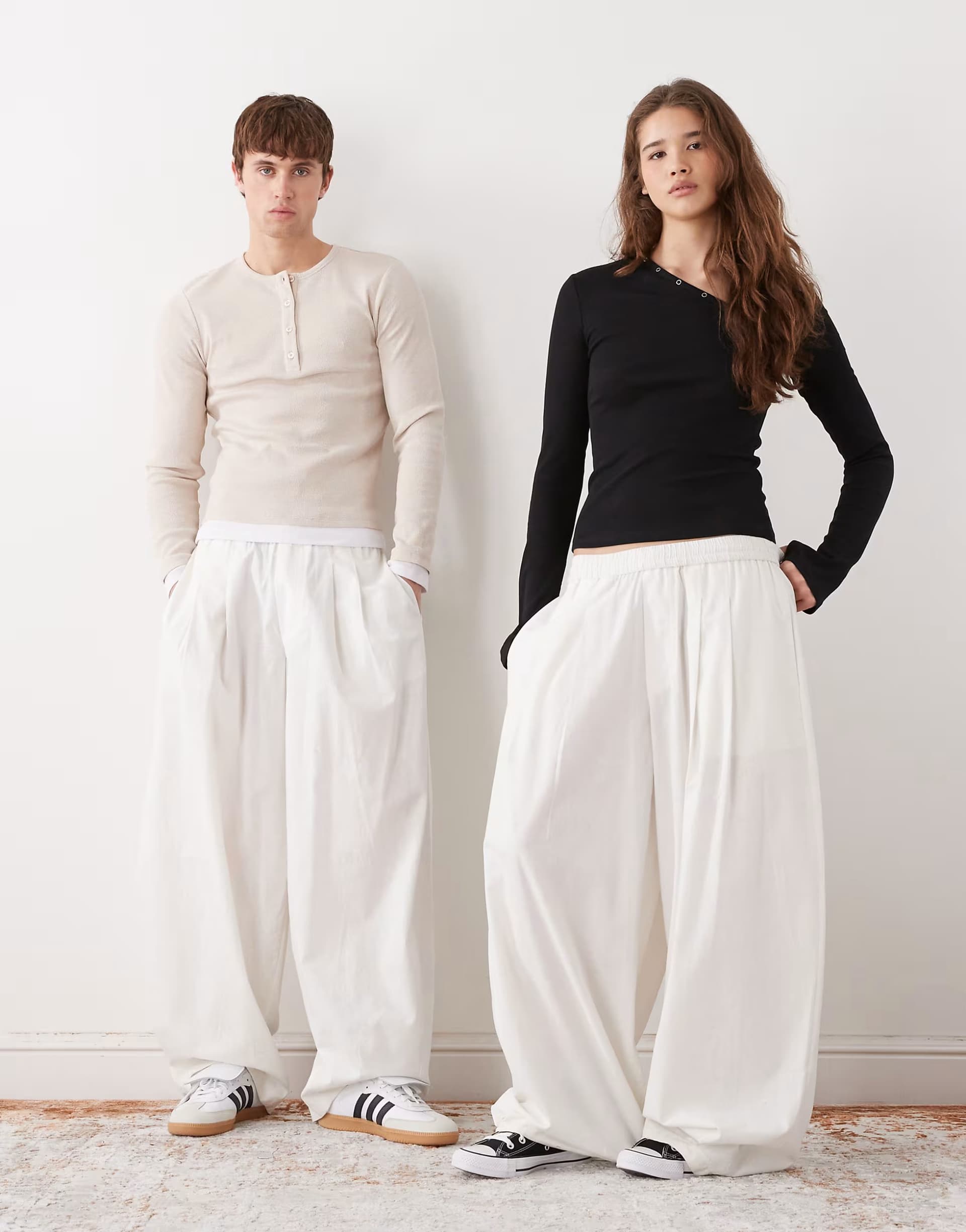 ASOS COLLUSION Unisex XL balloon pant with linen in white