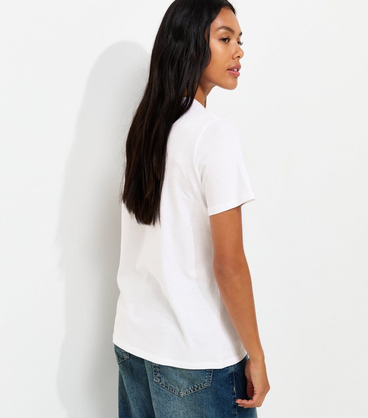 New Look Women's White Cotton Orange Print Relaxed Fit T-Shirt New Look - 4