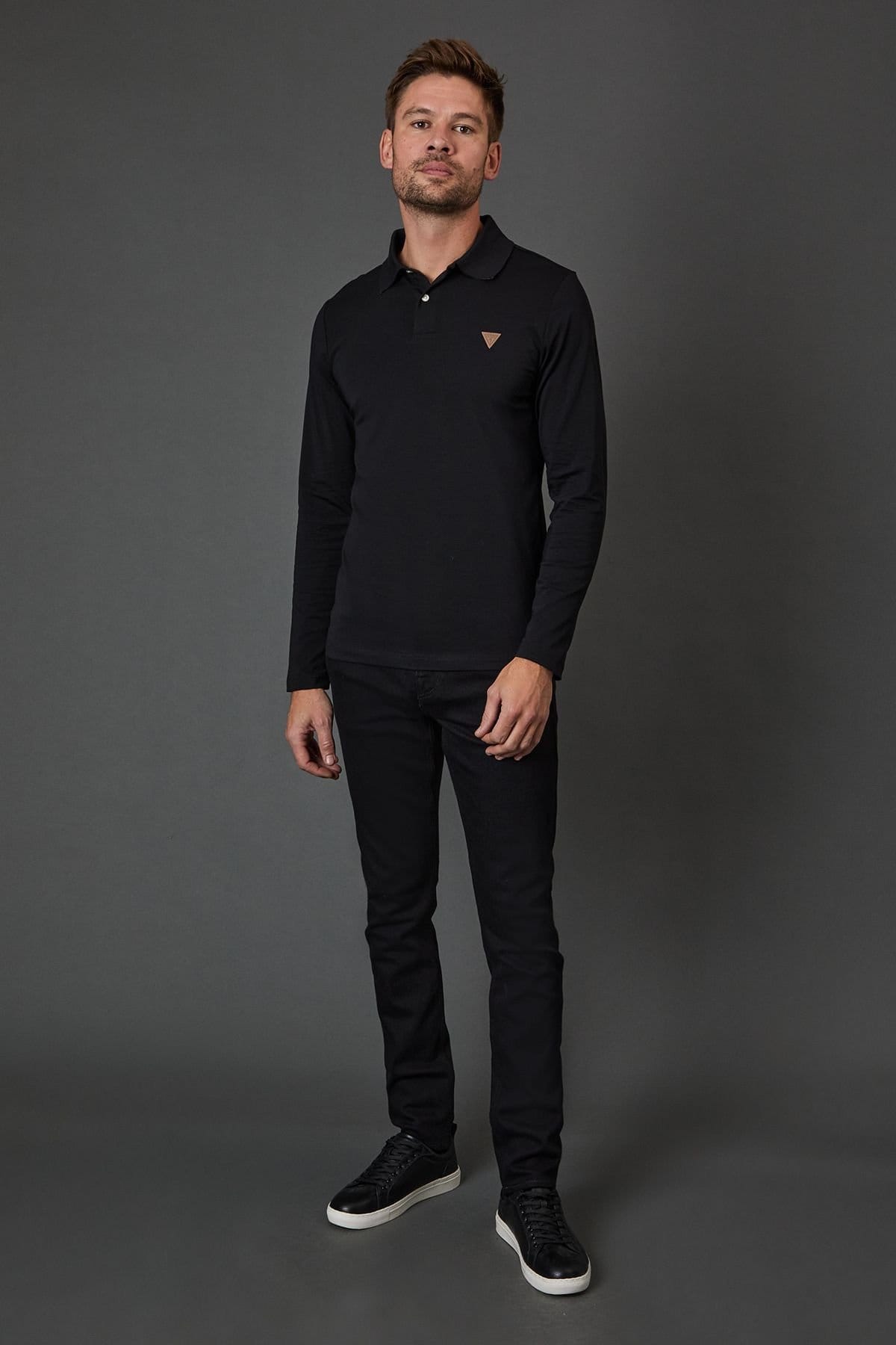 Guess Guess Men's Oliver Long Sleeve Polo Black - 4