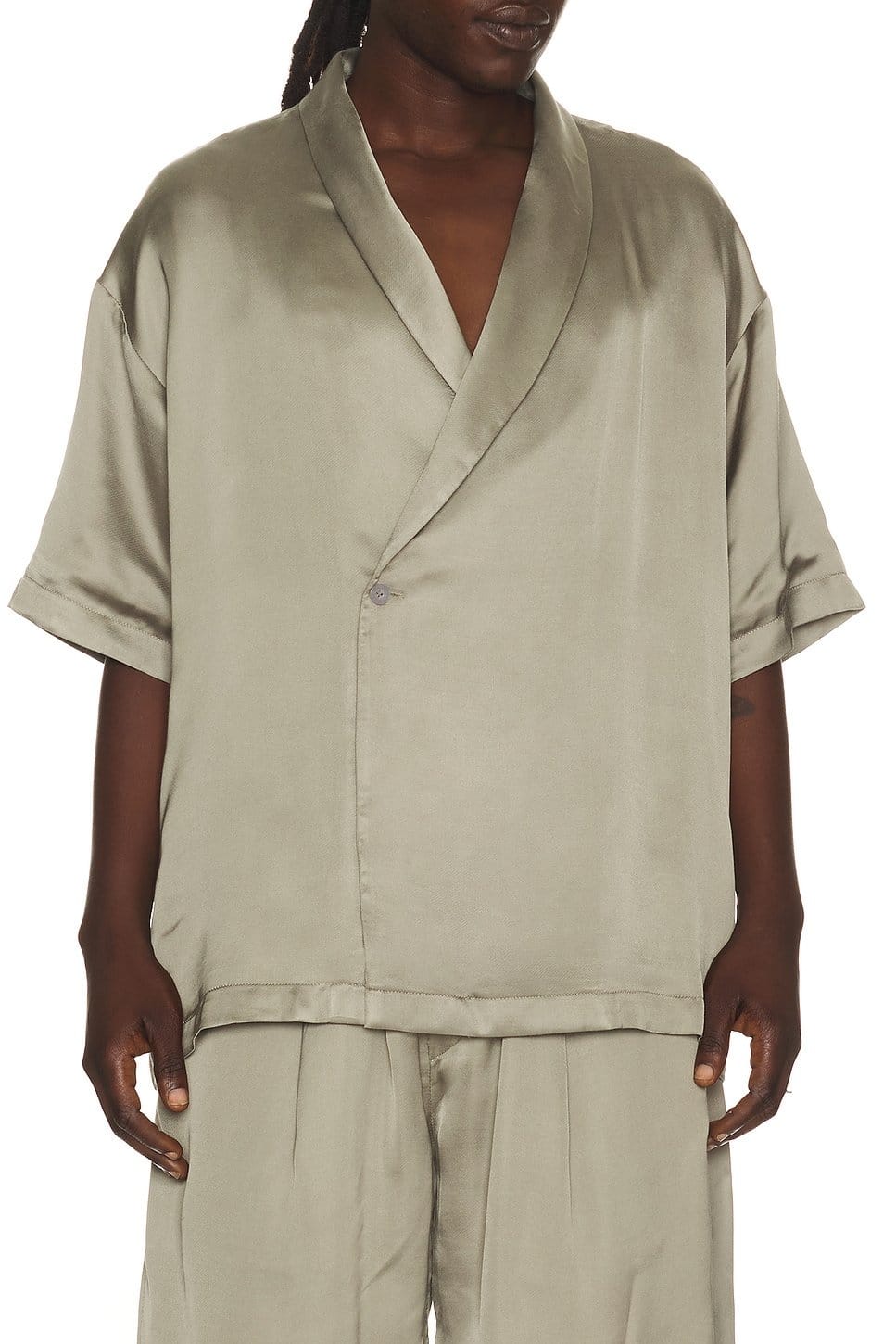 Revolve Khaki Silk Kimono Shirt