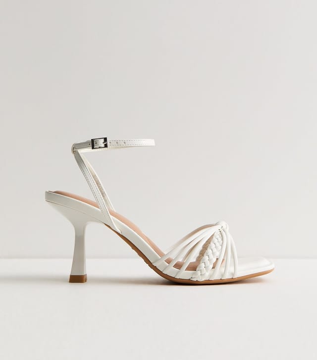 New Look Women's White Faux Leather Plaited Strap Sandals Vegan New Look - 2